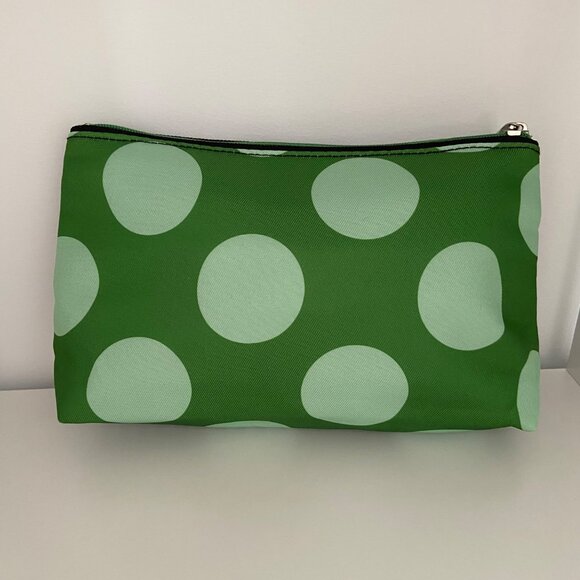 Clinique X Kate Spade Cosmetic Bag Black & White Stripes Green Polka Dots Zipper - Picture 3 of 10